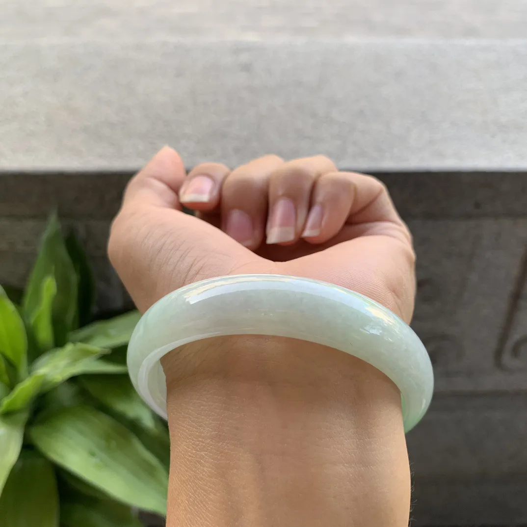 大圈口58.3-13.2-7.2 【飘绿正圈手镯】正圈58 59可戴