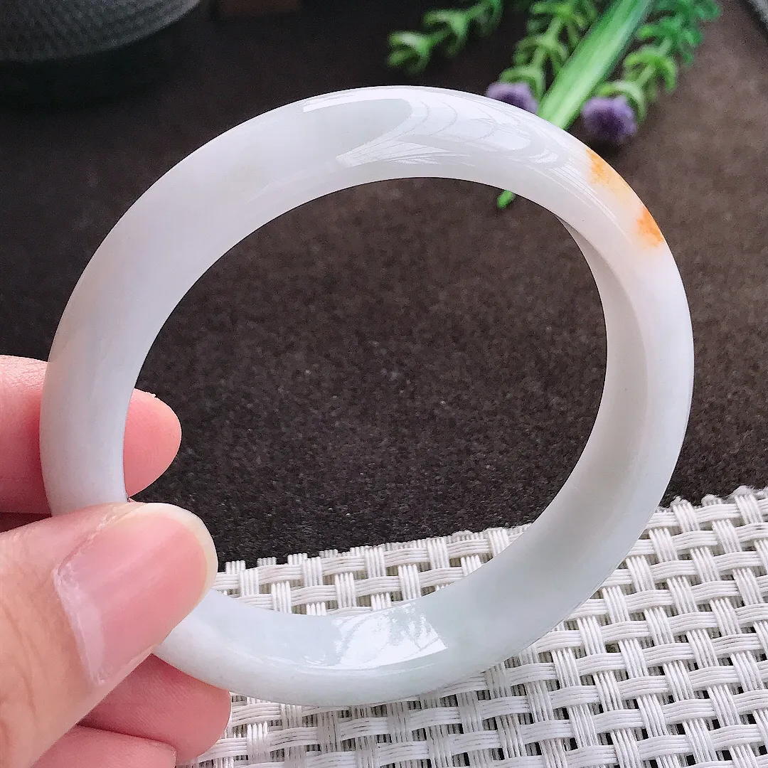 天然a货翡翠57/12.3/7.8老坑秀气温润飘黄翡手镯翡翠玉手镯