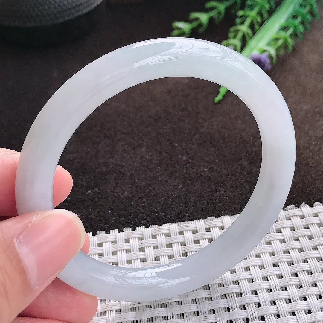 天然a货翡翠55/8.9/8.6老坑冰胶水灵圆条手镯翡翠玉手镯