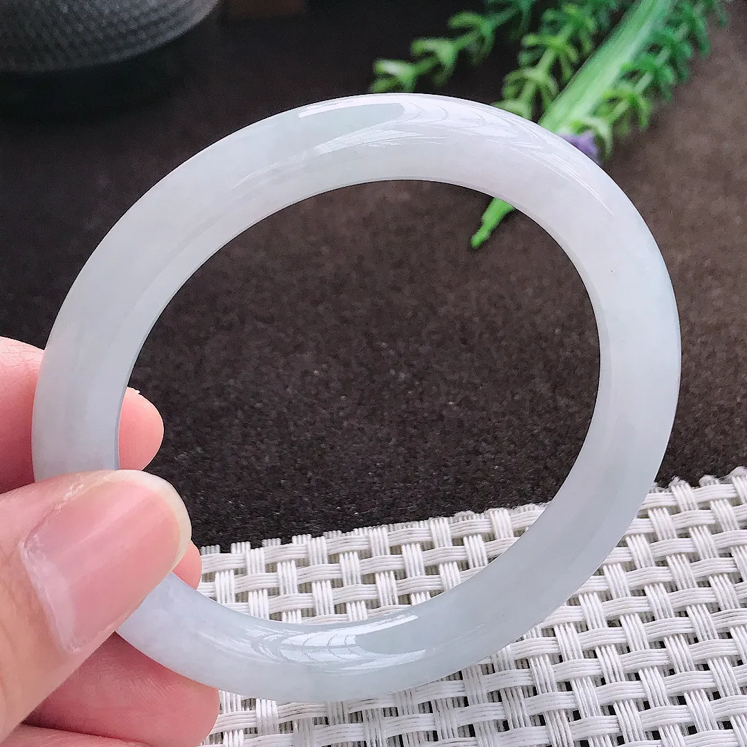 天然a货翡翠55/8.9/8.6老坑冰胶水灵圆条手镯翡翠玉手镯