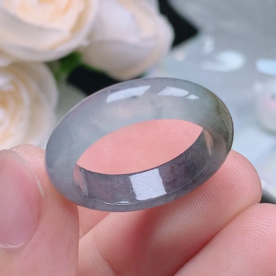 缅甸翡翠老坑冰种水润冰乌鸡戒指玉指环  水润通透 尺寸：19.3-5.8-3.6mm 20-21号圈口3S