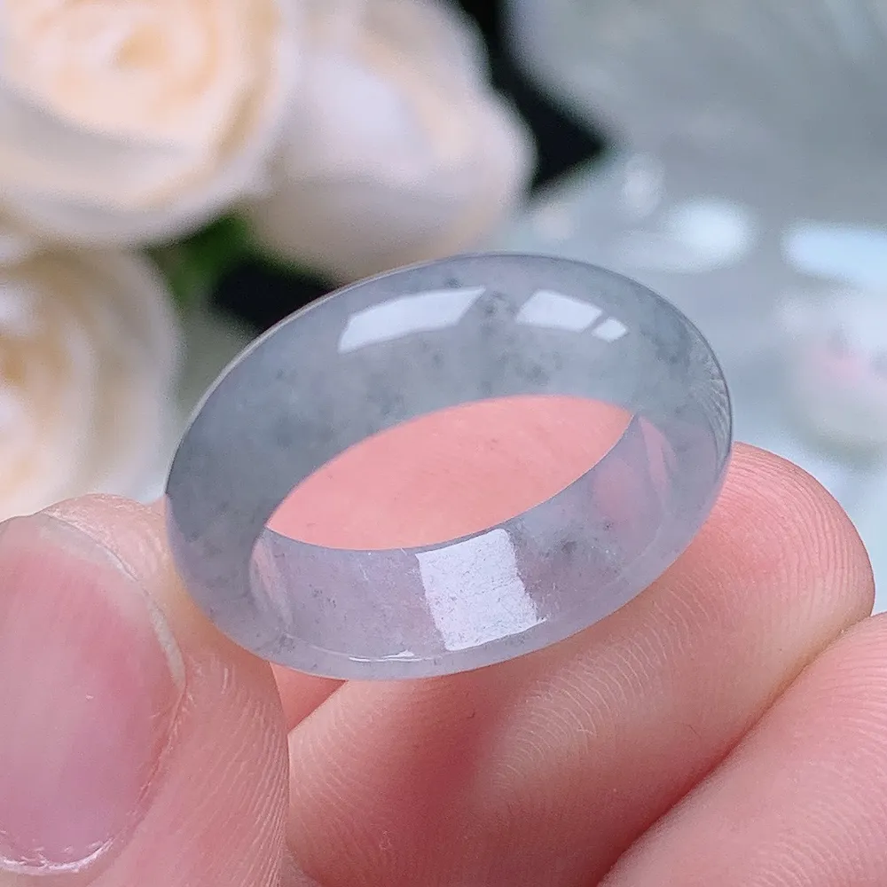 缅甸翡翠老坑冰种翡翠水润起胶冰乌鸡戒指玉指环  水润通透 尺寸：16.4-5.9-2.8mm 12号圈口4S