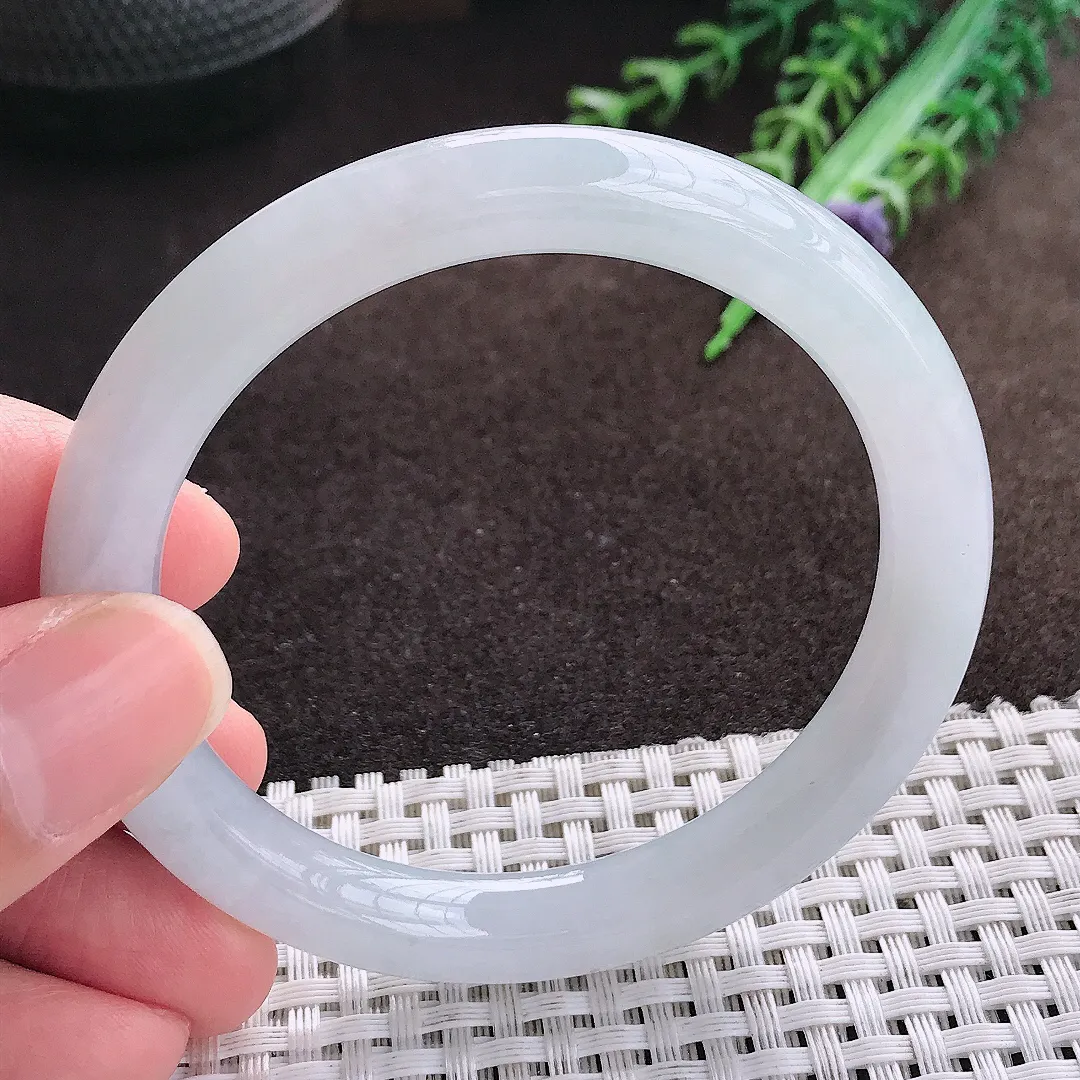 天然a货翡翠55/8.9/8.6老坑冰胶水灵圆条手镯翡翠玉手镯