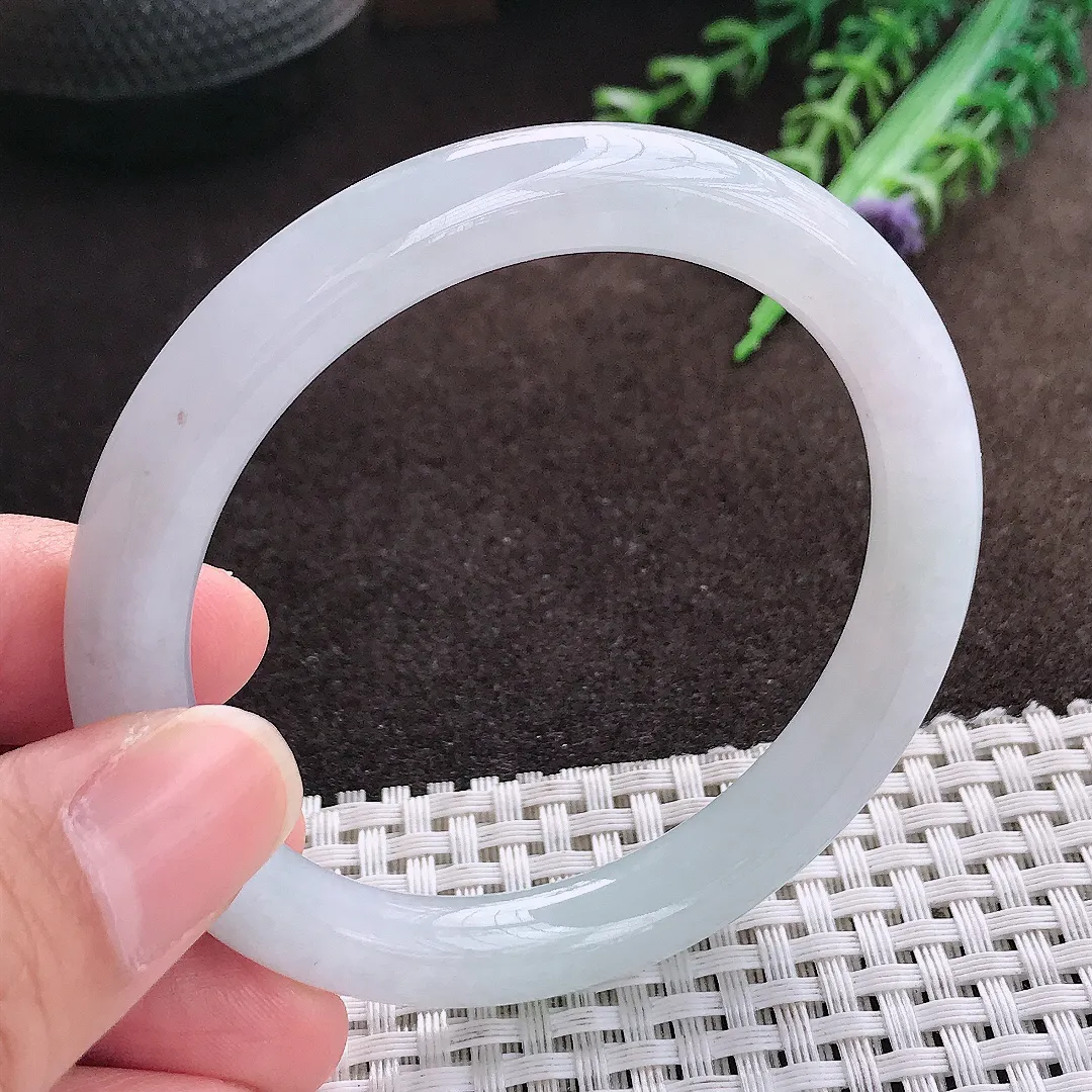 天然a货翡翠55/8.9/8.6老坑冰胶水灵圆条手镯翡翠玉手镯