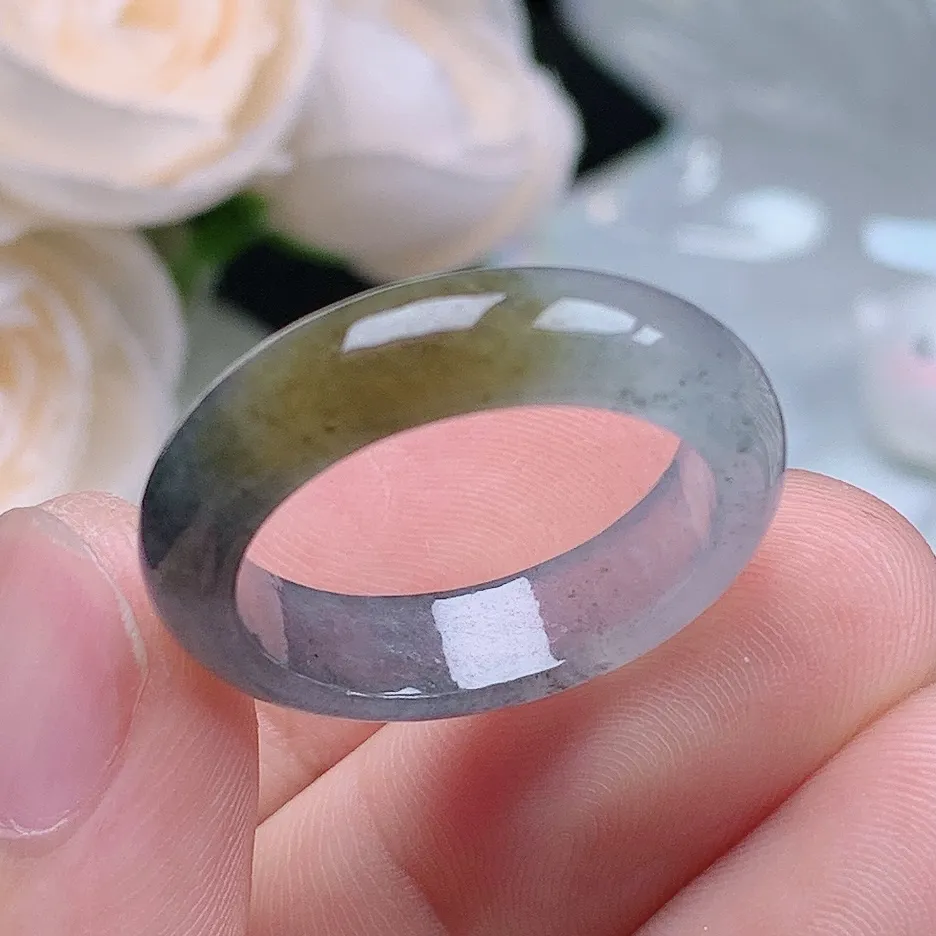 缅甸翡翠老坑冰种水润冰乌鸡戒指玉指环  水润通透 尺寸：19.3-5.8-3.6mm 20-21号圈口3S