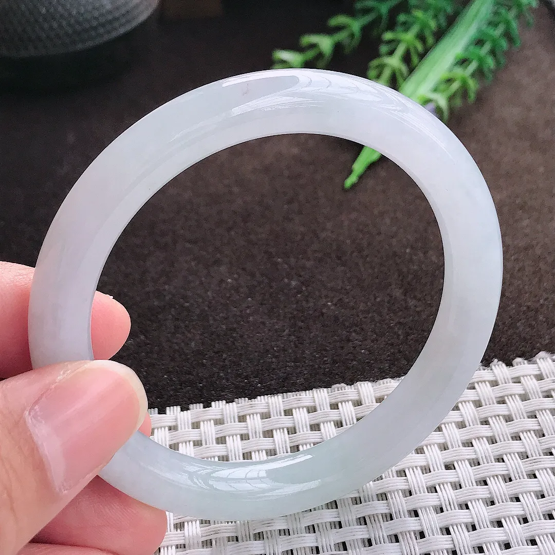 天然a货翡翠55/8.9/8.6老坑冰胶水灵圆条手镯翡翠玉手镯