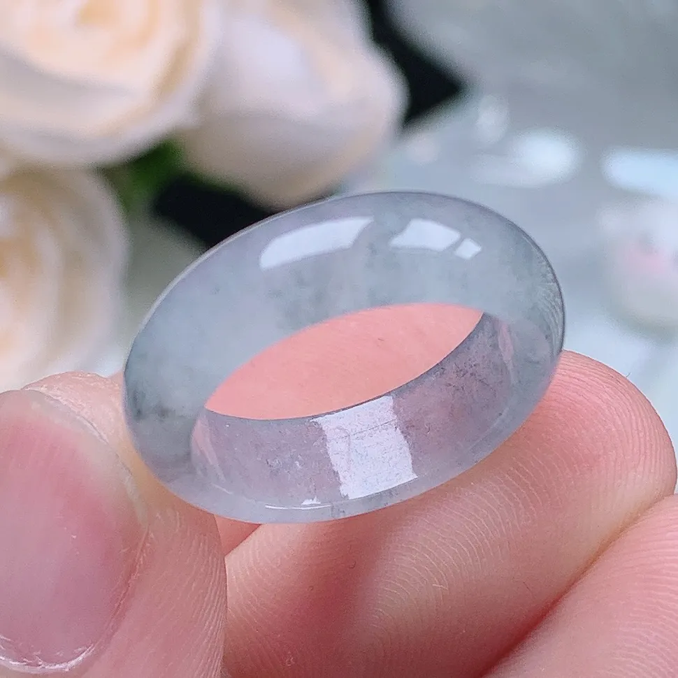 缅甸翡翠老坑冰种翡翠水润起胶冰乌鸡戒指玉指环  水润通透 尺寸：16.4-5.9-2.8mm 12号圈口4S