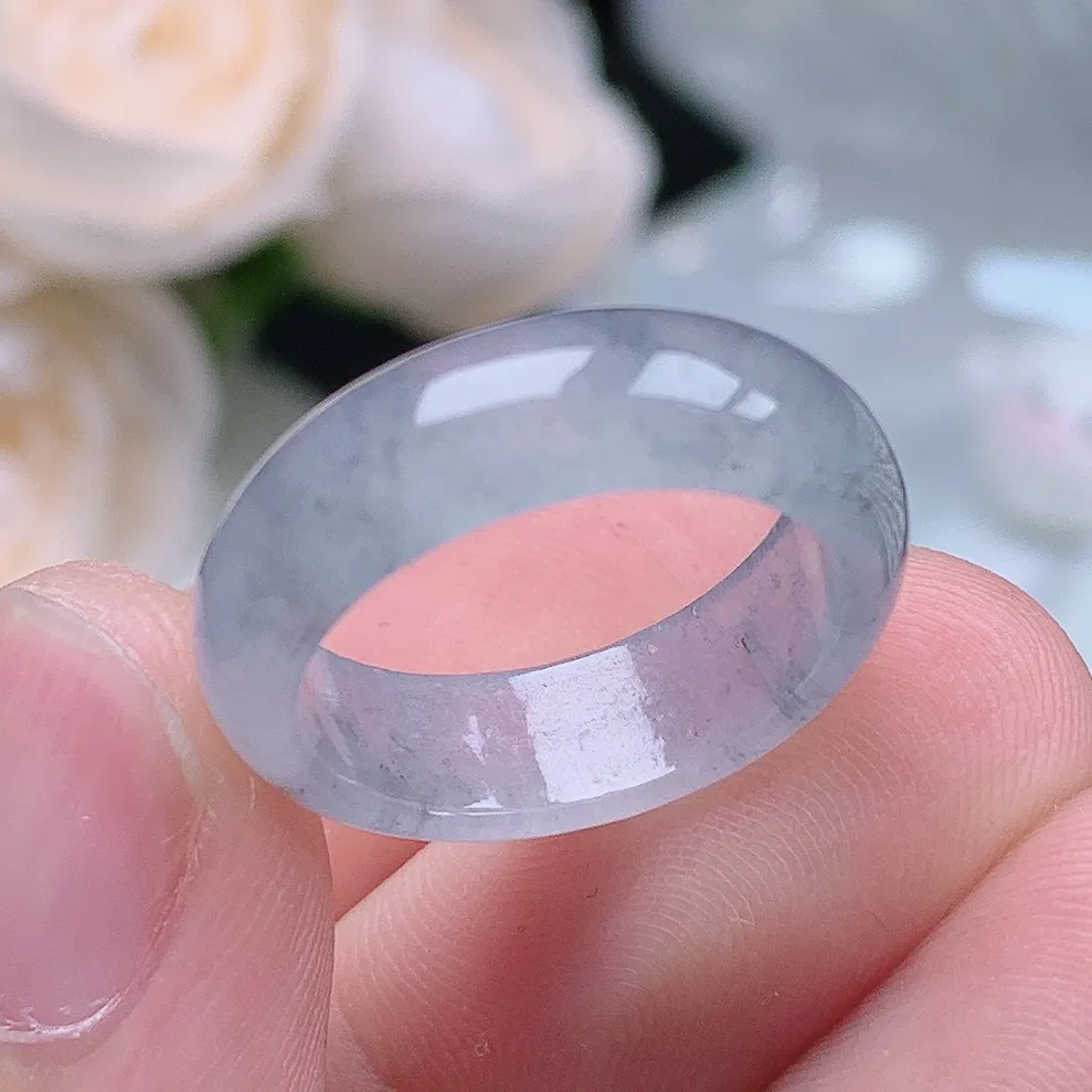 缅甸翡翠老坑冰种翡翠水润起胶冰乌鸡戒指玉指环  水润通透 尺寸：16.4-5.9-2.8mm 12号圈口4S