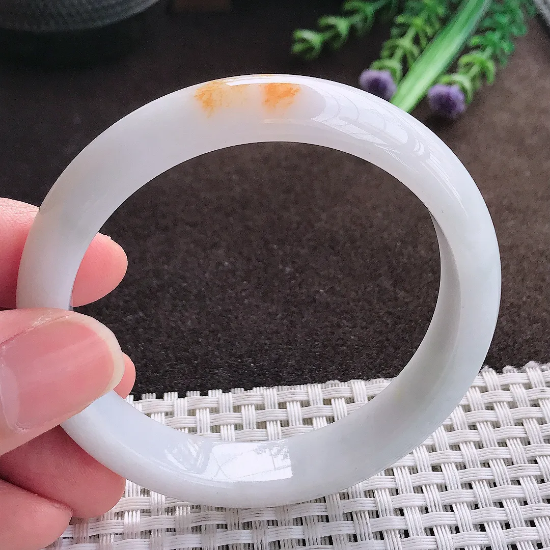 天然a货翡翠57/12.3/7.8老坑秀气温润飘黄翡手镯翡翠玉手镯