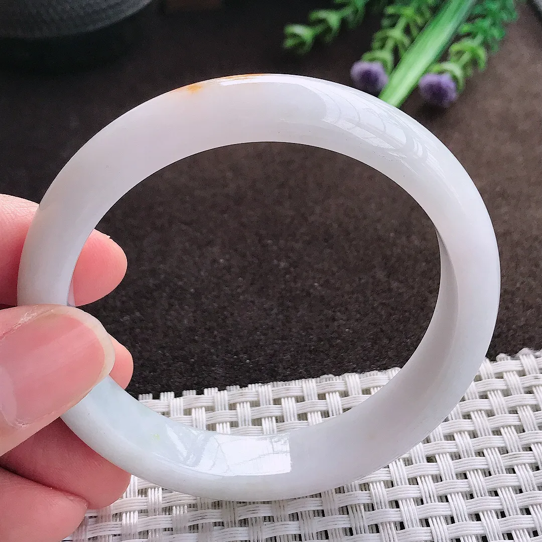 天然a货翡翠57/12.3/7.8老坑秀气温润飘黄翡手镯翡翠玉手镯