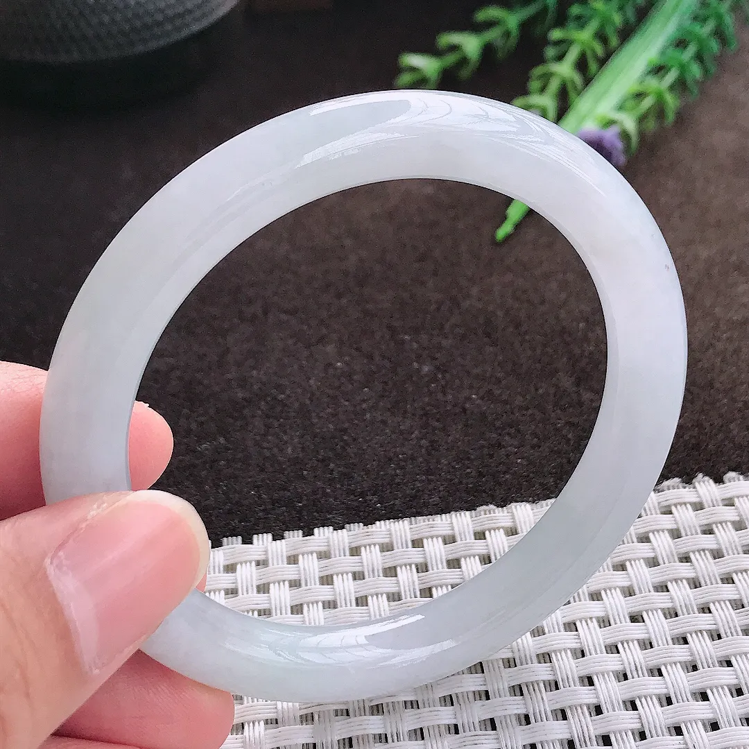 天然a货翡翠55/8.9/8.6老坑冰胶水灵圆条手镯翡翠玉手镯