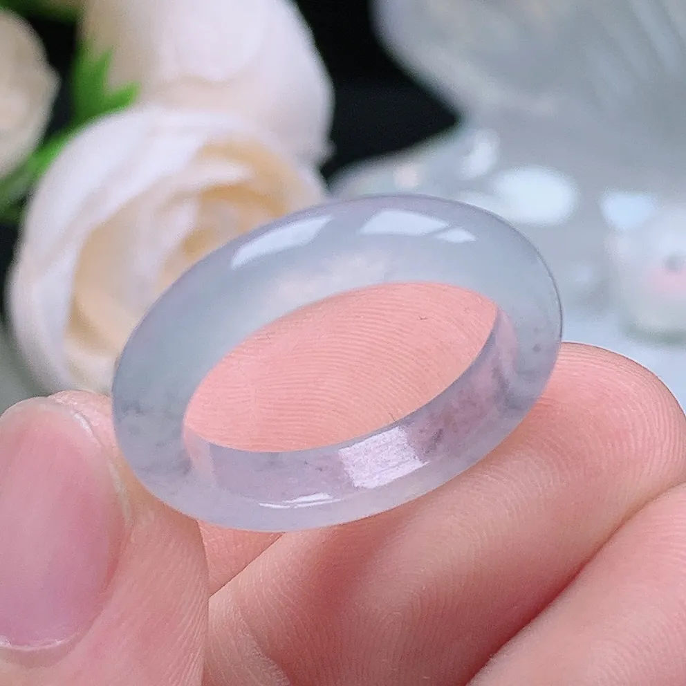 缅甸翡翠老坑冰种翡翠水润起胶细条冰乌鸡戒指玉指环  水润通透 尺寸：18-4.7-3.1mm 17号圈口4S