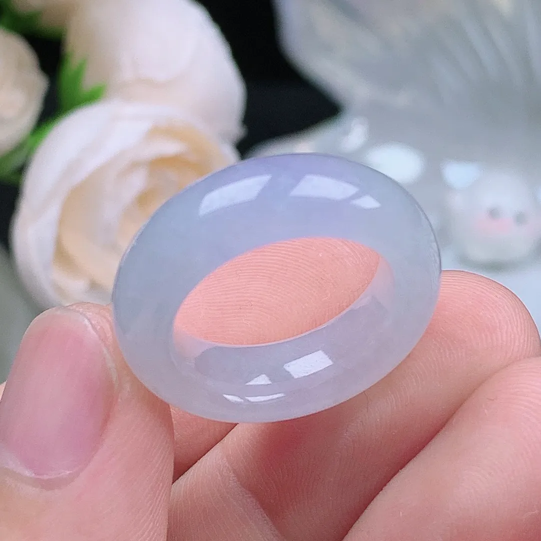 缅甸翡翠老坑种水润起胶轮胎紫罗兰戒指玉指环  水润通透 尺寸：16.7-7.4-4.6mm 13号圈口3S