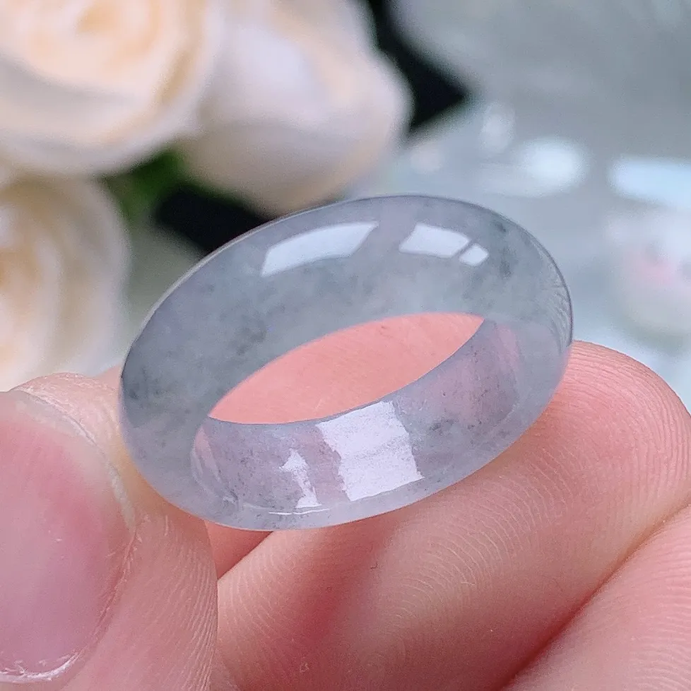 缅甸翡翠老坑冰种翡翠水润起胶冰乌鸡戒指玉指环  水润通透 尺寸：16.4-5.9-2.8mm 12号圈口4S