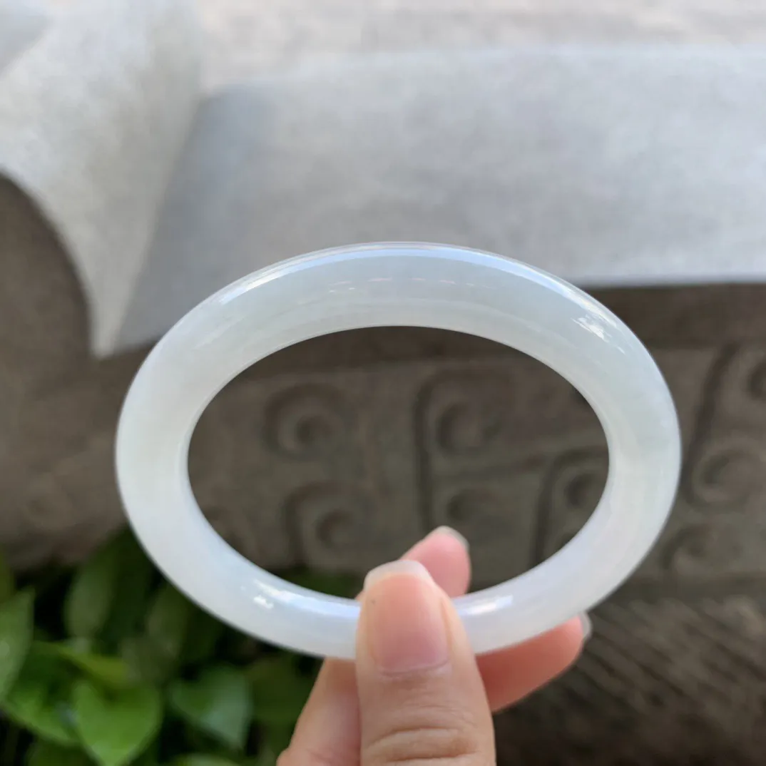 圈口55.6-9 【冰白圆条手镯】圆条55 56可戴