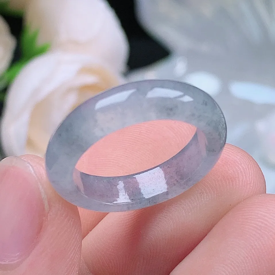 缅甸老坑冰种翡翠水润起胶冰乌鸡戒指玉指环  水润通透 尺寸：17.1-5.2-3.2mm 14-15号圈口5S