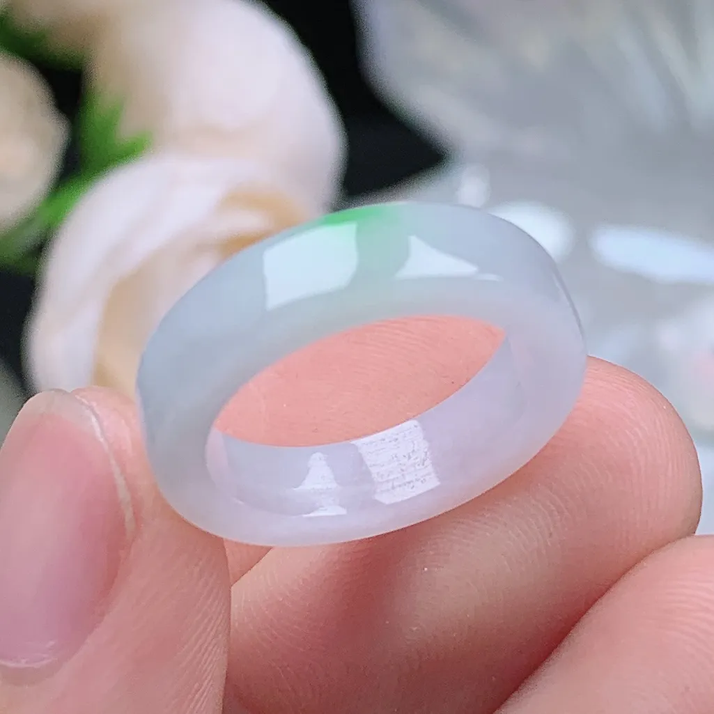 缅甸老坑种翡翠水润飘绿方戒指玉指环  水润通透 尺寸：16-4.7-3mm 11号圈口5S