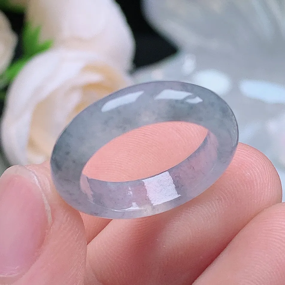 缅甸老坑冰种翡翠水润起胶冰乌鸡戒指玉指环  水润通透 尺寸：17.1-5.2-3.2mm 14-15号圈口5S