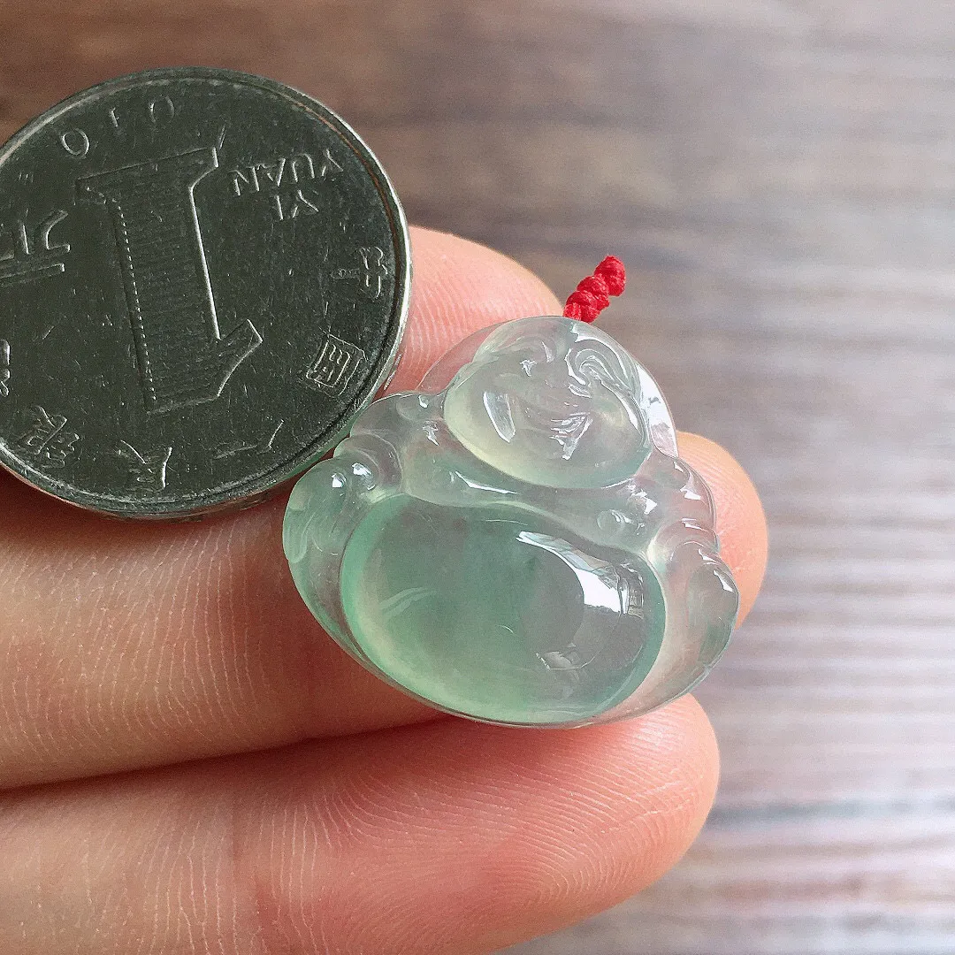 冰晴底笑佛吊坠 冰润细腻，品相饱满，种水足 尺寸20.3*21.8*5.9