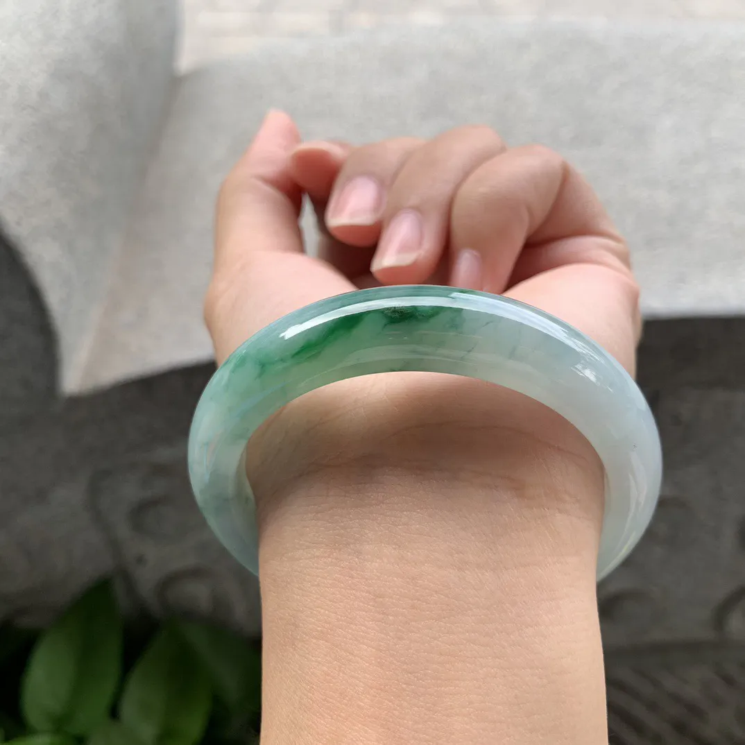 圈口 54-12.5-8.3【飘绿花正圈手镯】正圈54 55可戴