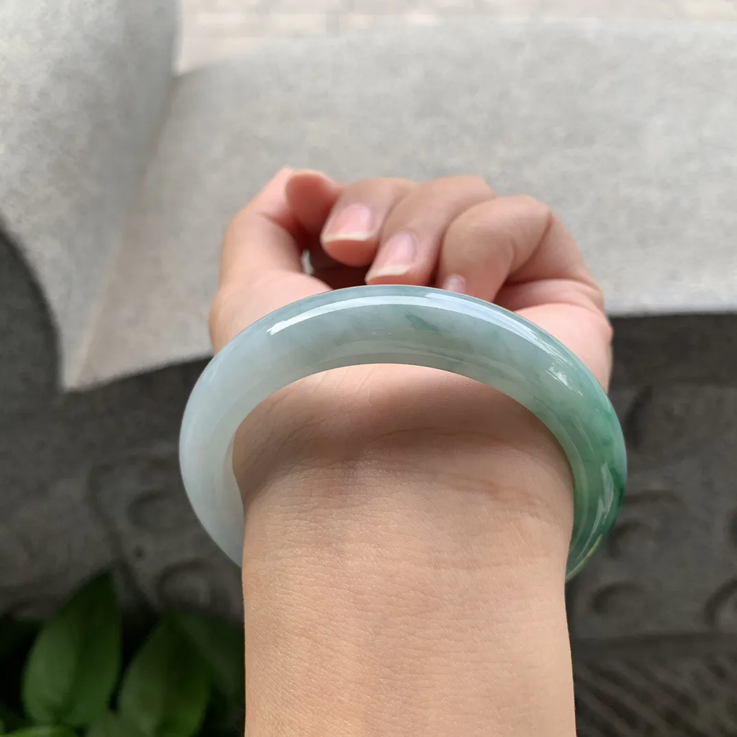 圈口 54-12.5-8.3【飘绿花正圈手镯】正圈54 55可戴