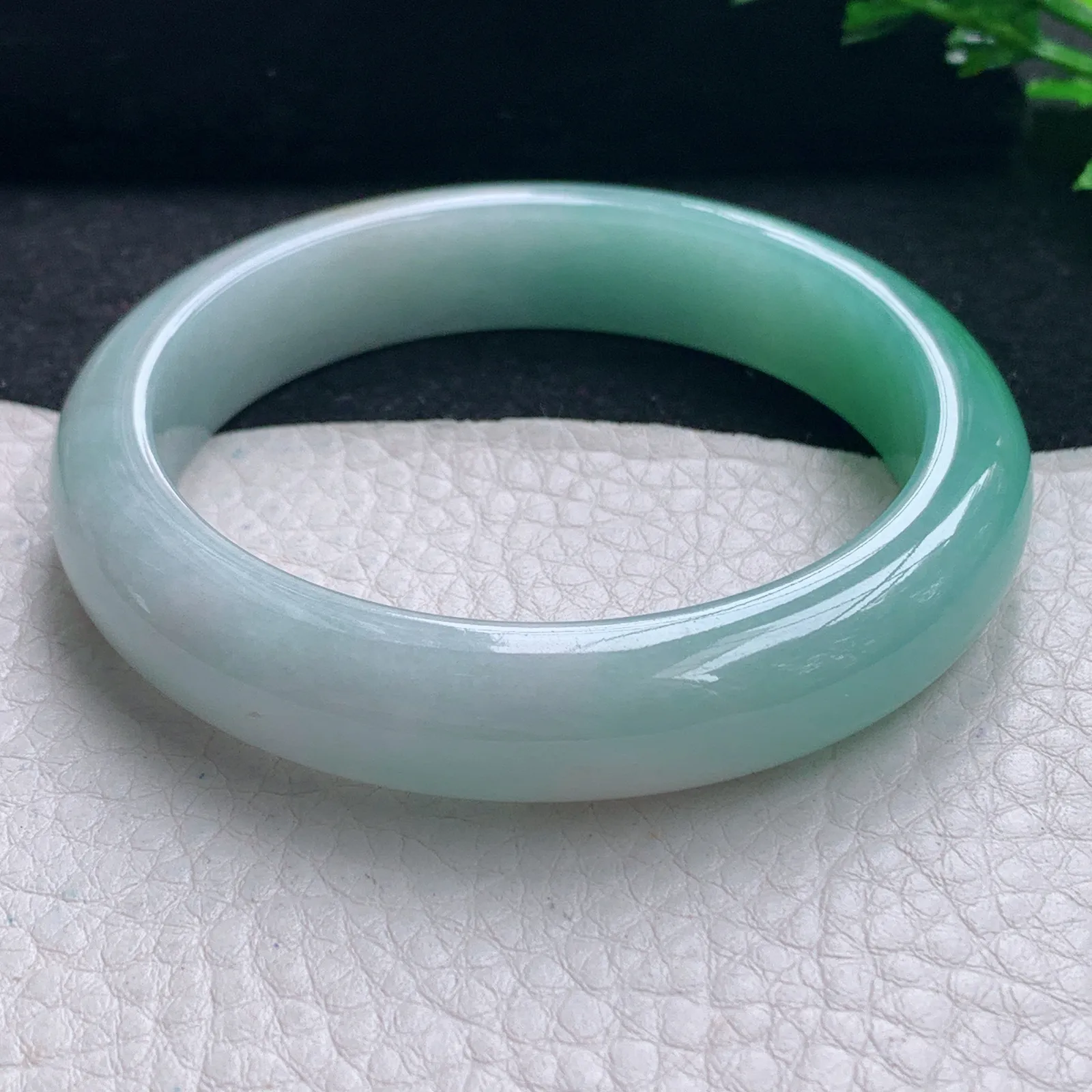 yh自然光55.5*12*7.8平安镯 缅甸翡翠a货手镯冰双彩宽边玉手环