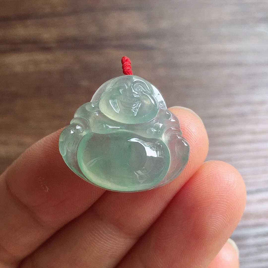 冰晴底笑佛吊坠 冰润细腻，品相饱满，种水足 尺寸20.3*21.8*5.9