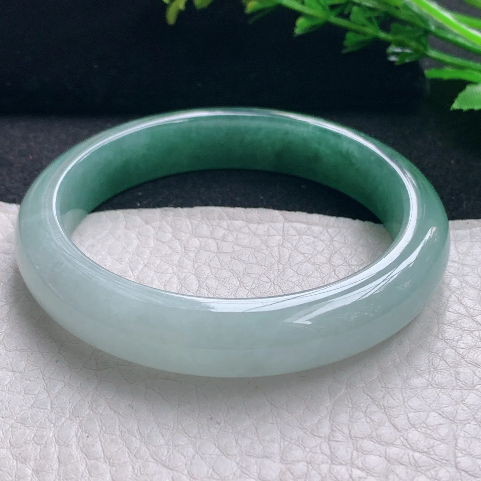 yh自然光55.5*11.8*8平安镯 缅甸翡翠a货手镯冰双彩宽边玉手环