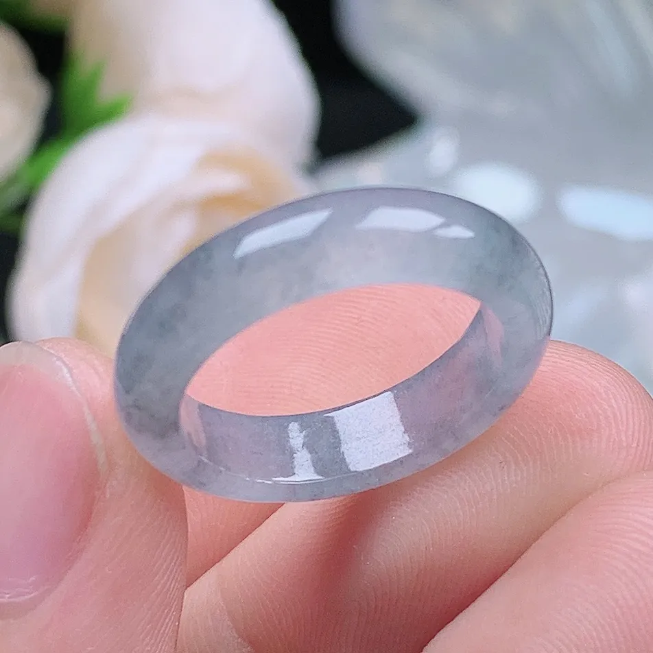 缅甸老坑冰种翡翠水润起胶冰乌鸡戒指玉指环  水润通透 尺寸：17.1-5.2-3.2mm 14-15号圈口5S