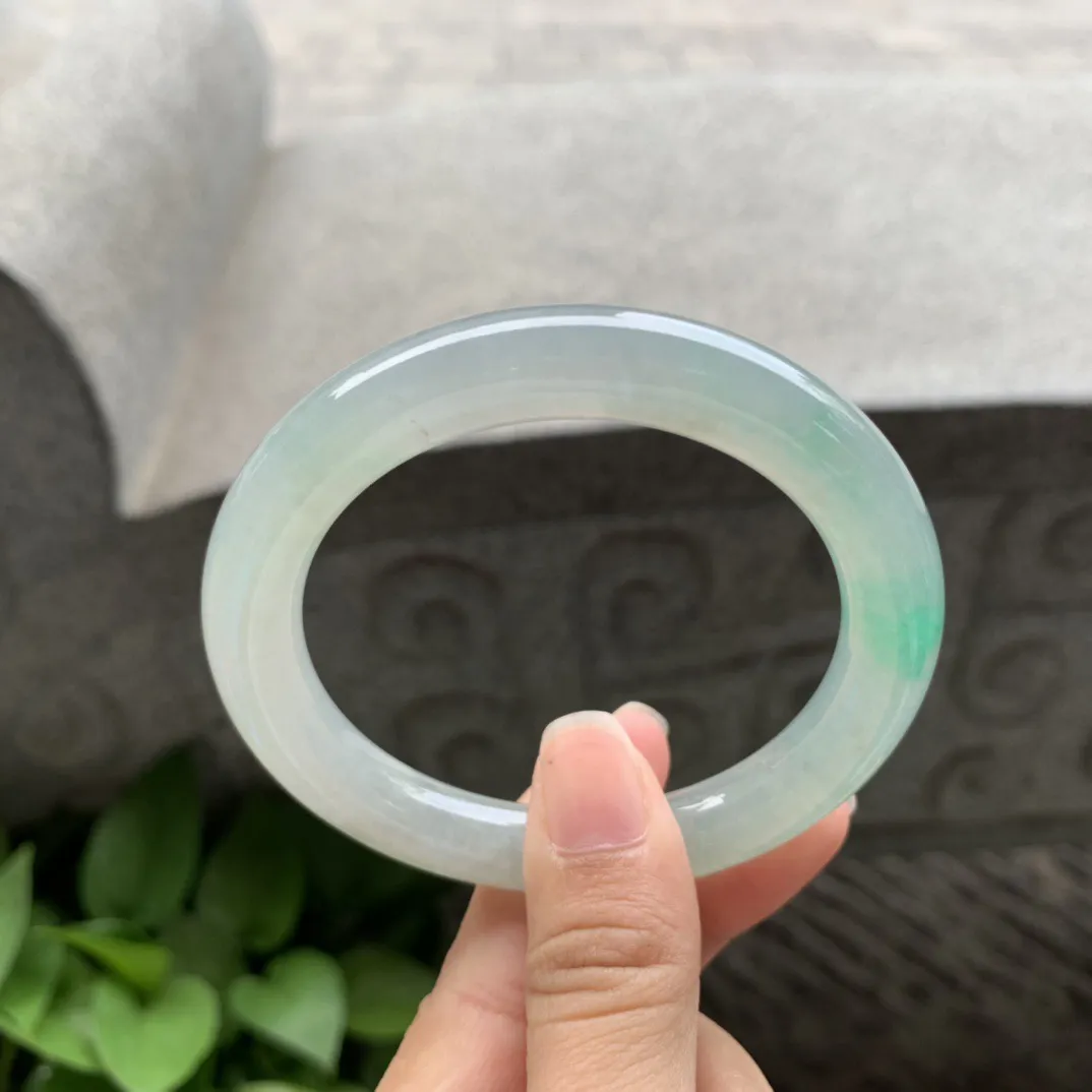 圈口  55-10【冰飘绿圆条手镯】圆条55 56可戴