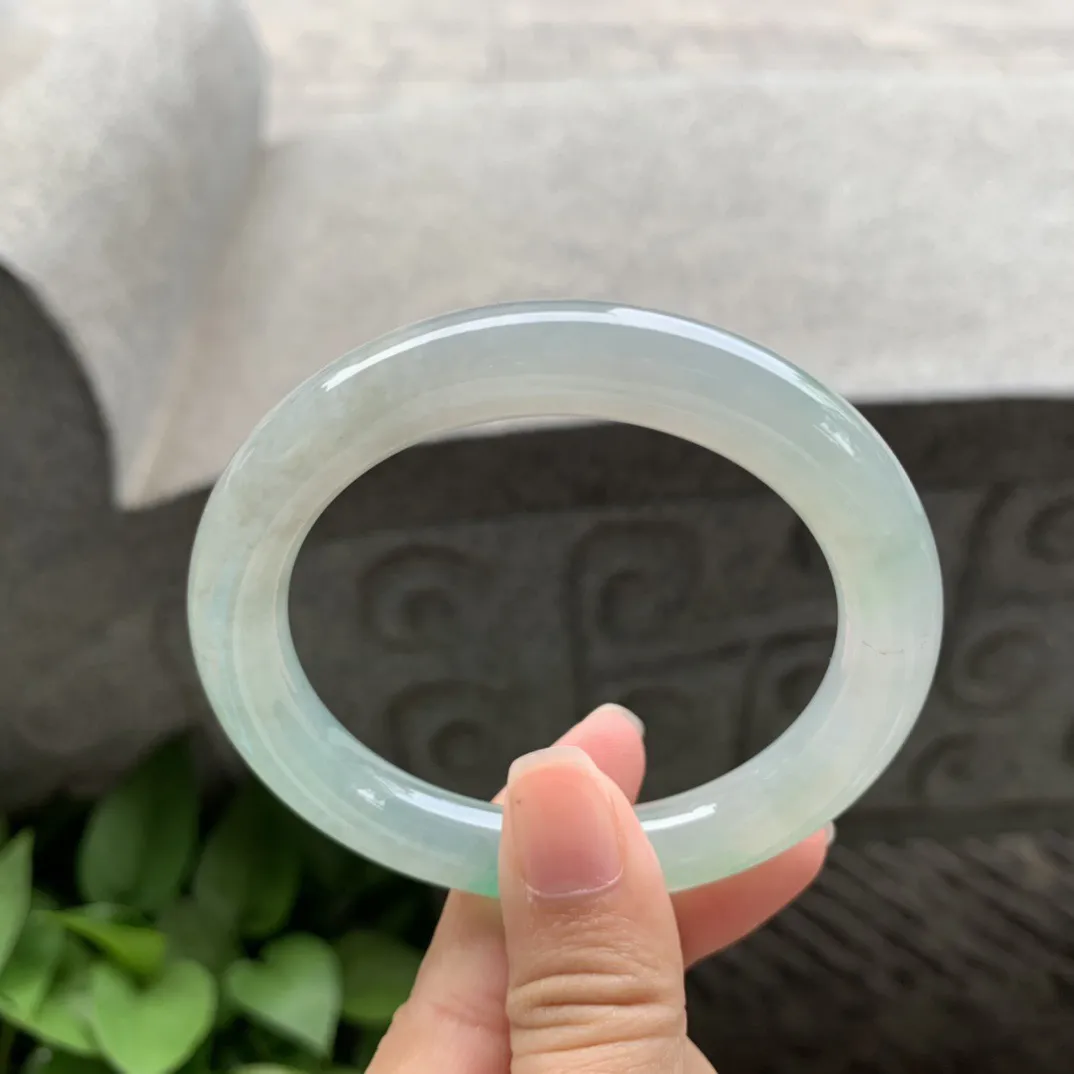 圈口  55-10【冰飘绿圆条手镯】圆条55 56可戴