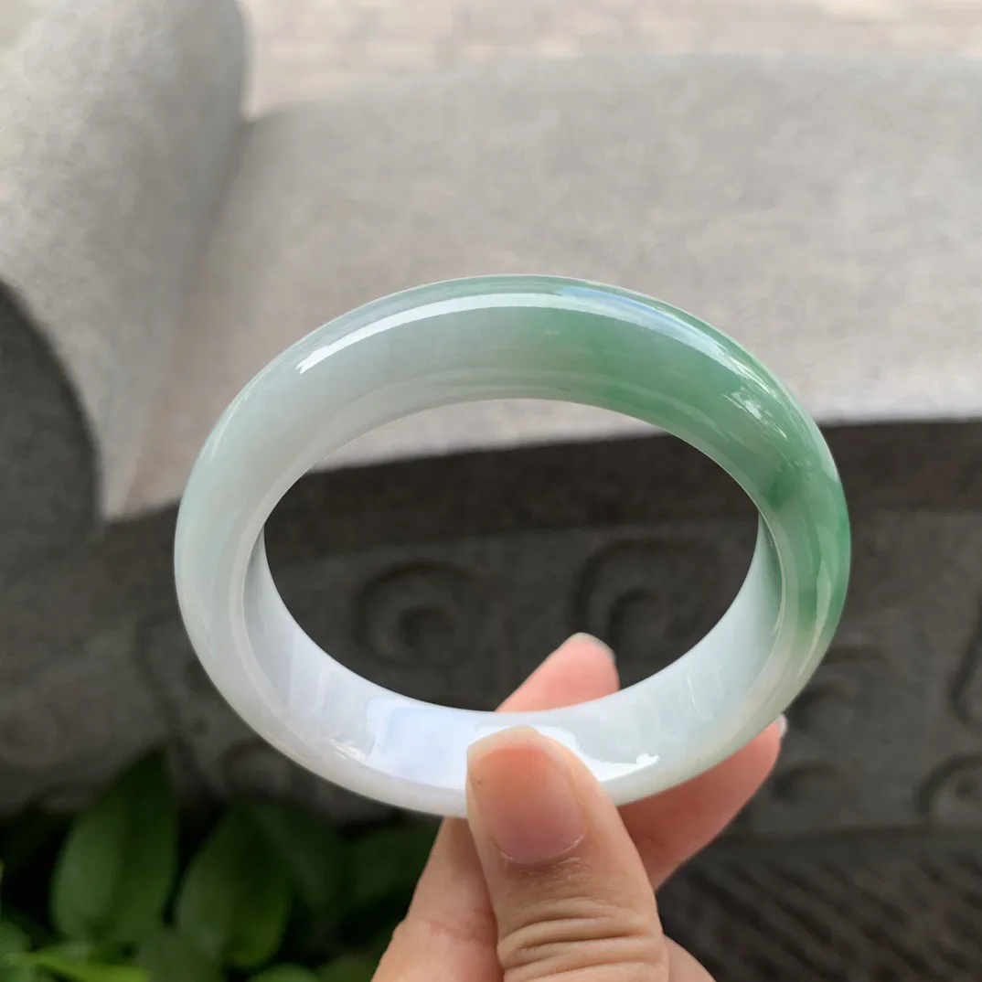 圈口 55.3-14-8.3【飘绿正圈手镯】正圈55 56可戴