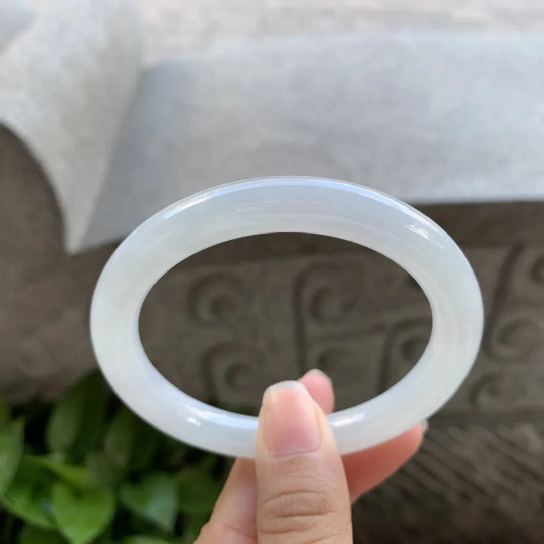 圈口55.6-9 【冰白圆条手镯】圆条55 56可戴