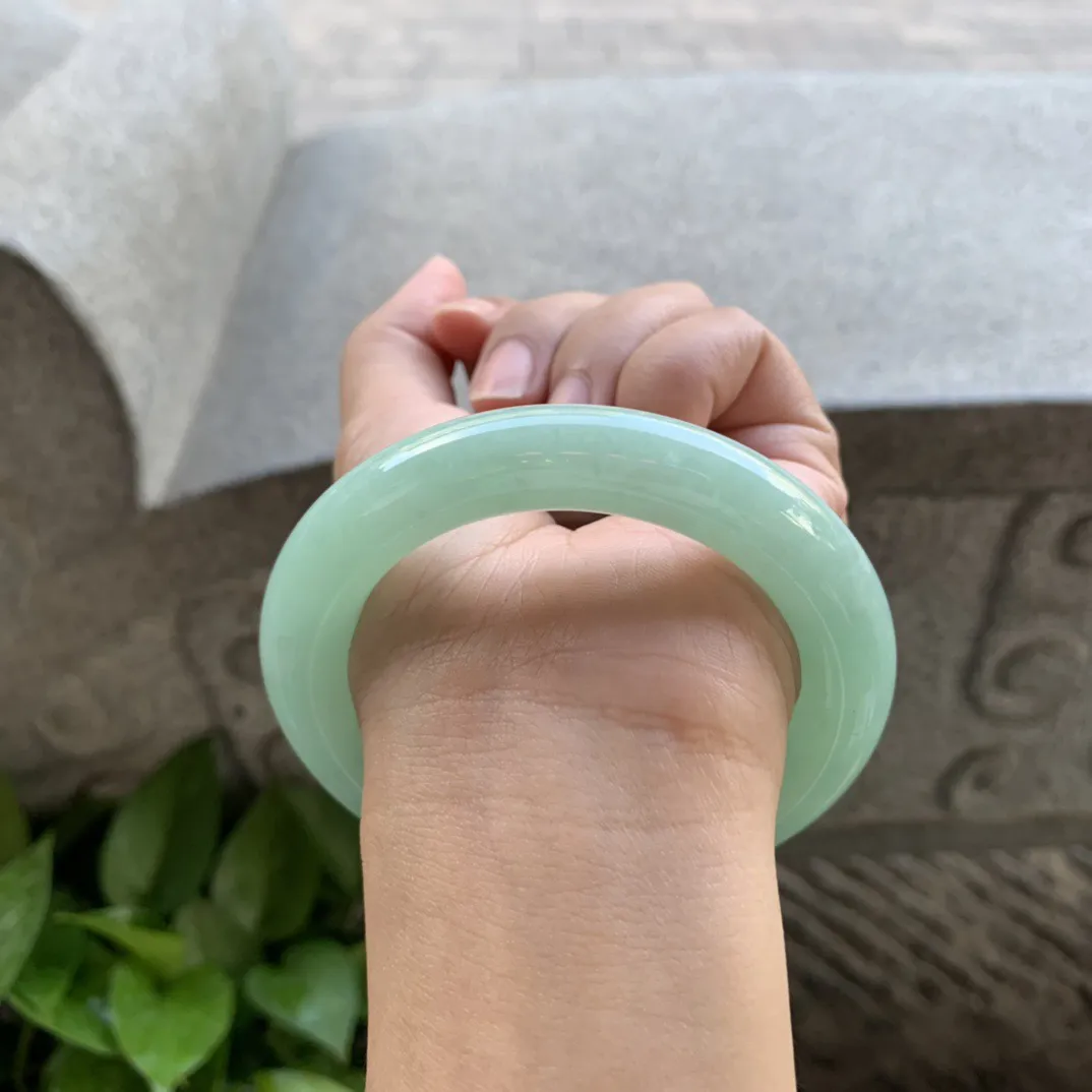 圈口 56-11.4【满绿圆条手镯】圆条56 57可戴