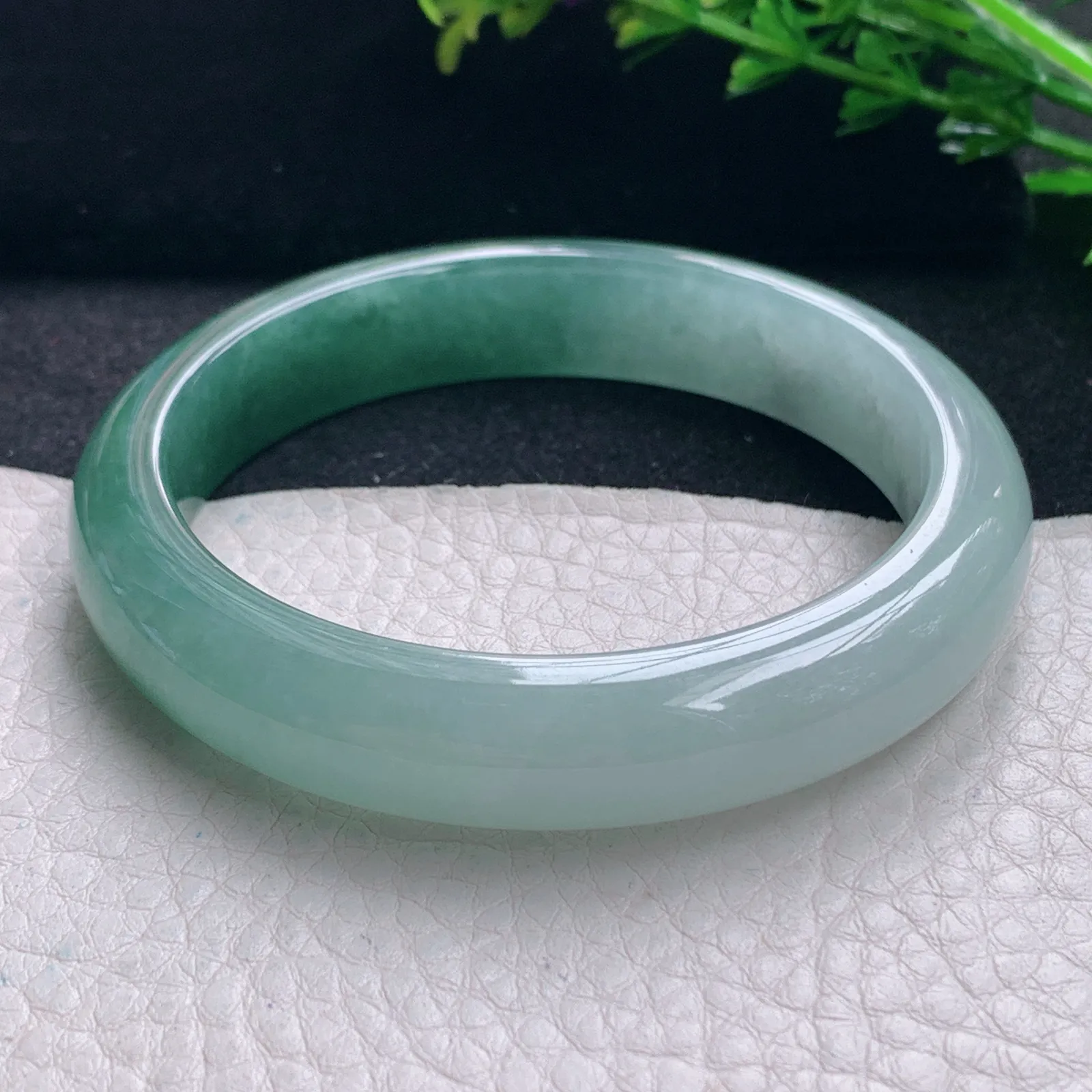 yh自然光55.5*11.8*8平安镯 缅甸翡翠a货手镯冰双彩宽边玉手环