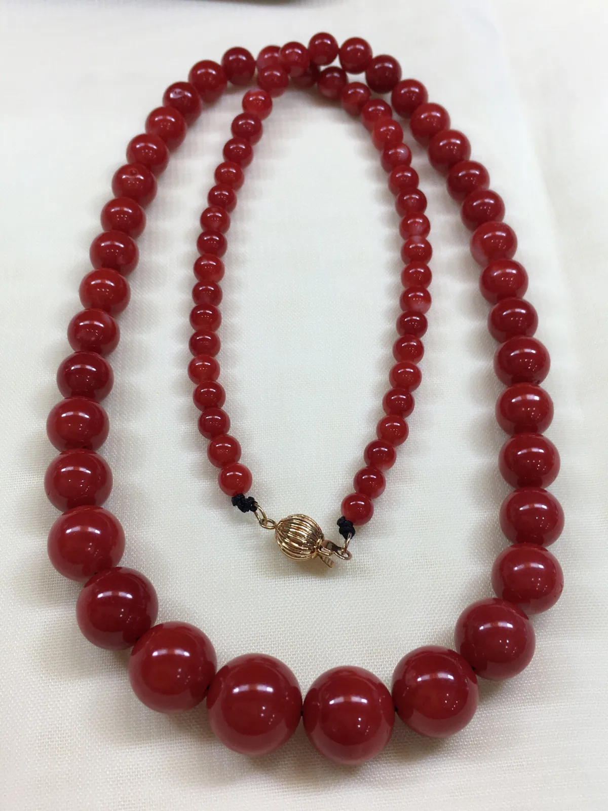 天然日本阿卡红珊瑚10.7mm圆珠塔链，项链款！精致锁骨链！天然无添加无优化，裸石尺寸10.7-4.