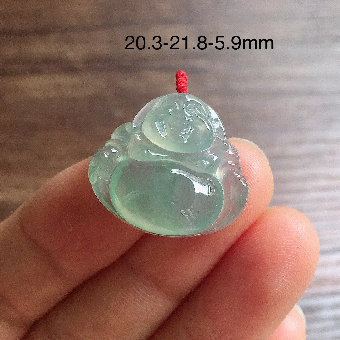 冰晴底笑佛吊坠 冰润细腻，品相饱满，种水足 尺寸20.3*21.8*5.9