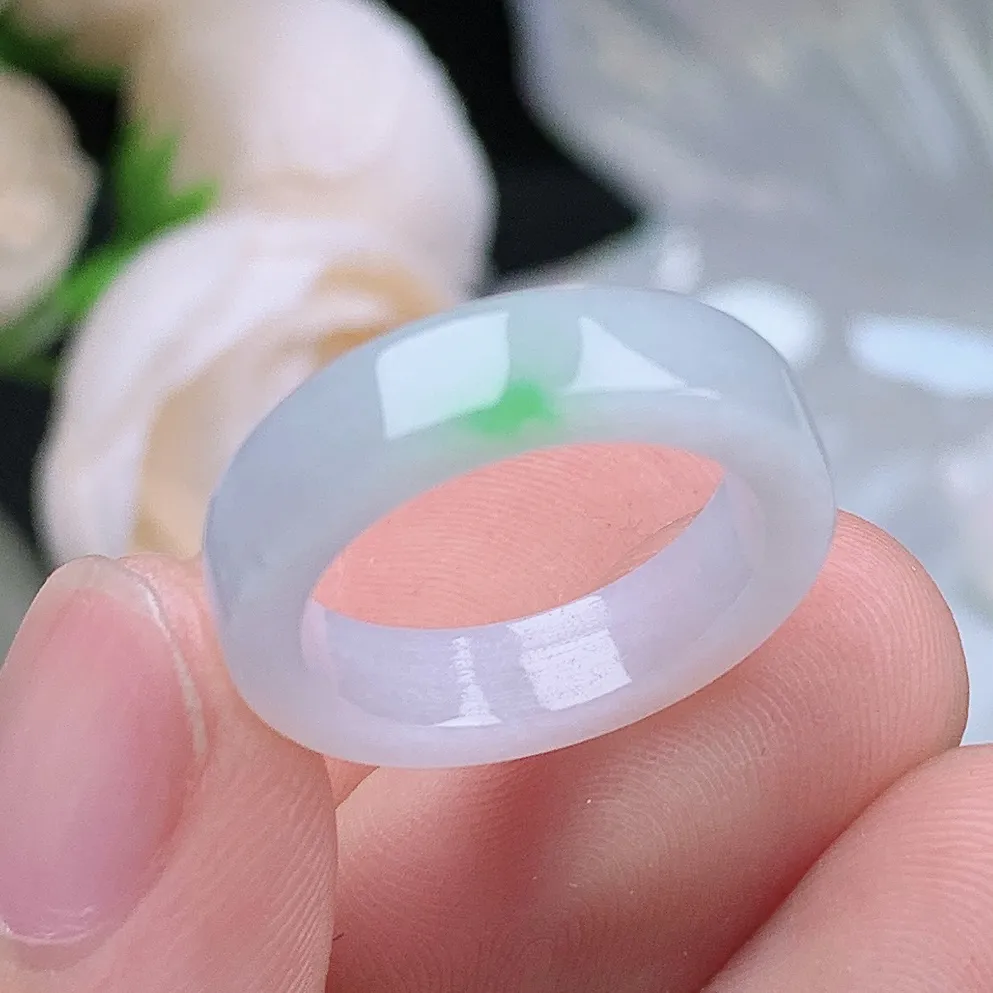 缅甸老坑种翡翠水润飘绿方戒指玉指环  水润通透 尺寸：16-4.7-3mm 11号圈口5S