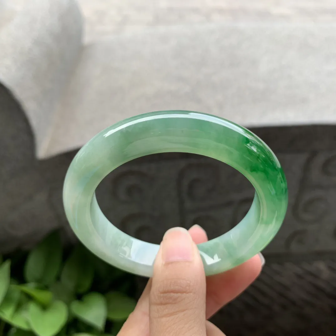 小圈口53.6-11.6-9.4 【芙蓉阳绿正圈手镯】正圈53 54可戴