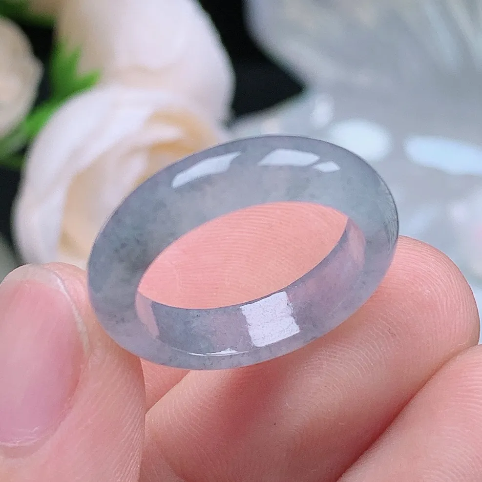 缅甸老坑冰种翡翠水润起胶冰乌鸡戒指玉指环  水润通透 尺寸：17.1-5.2-3.2mm 14-15号圈口5S