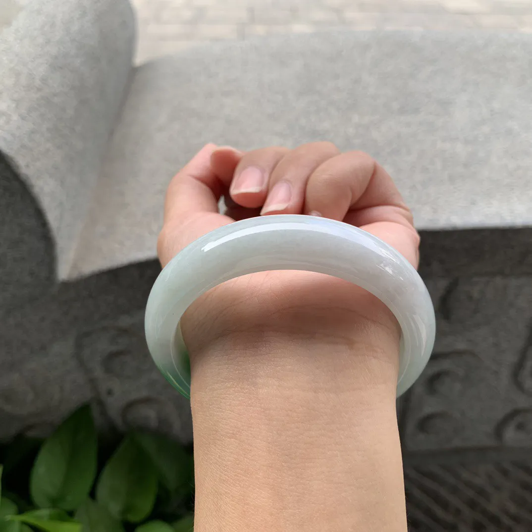 圈口 55.3-14-8.3【飘绿正圈手镯】正圈55 56可戴