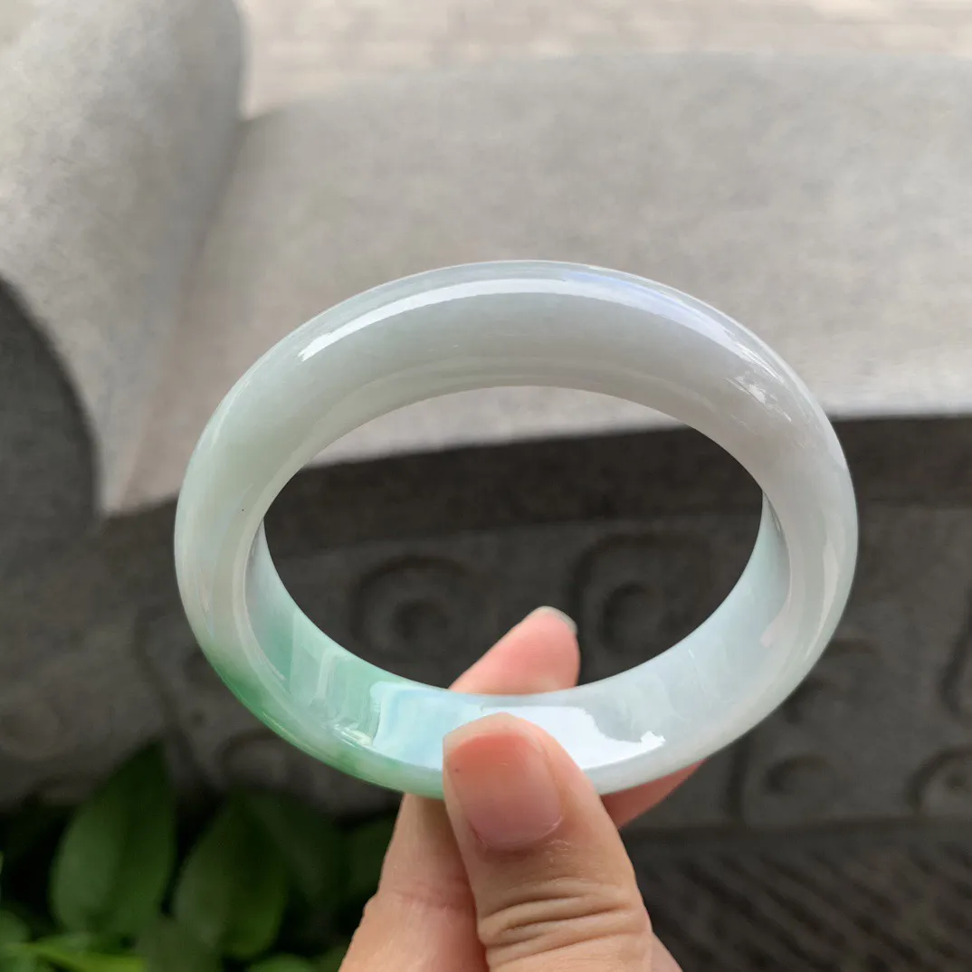 圈口 55.3-14-8.3【飘绿正圈手镯】正圈55 56可戴