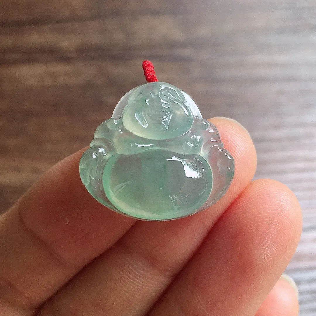 冰晴底笑佛吊坠 冰润细腻，品相饱满，种水足 尺寸20.3*21.8*5.9