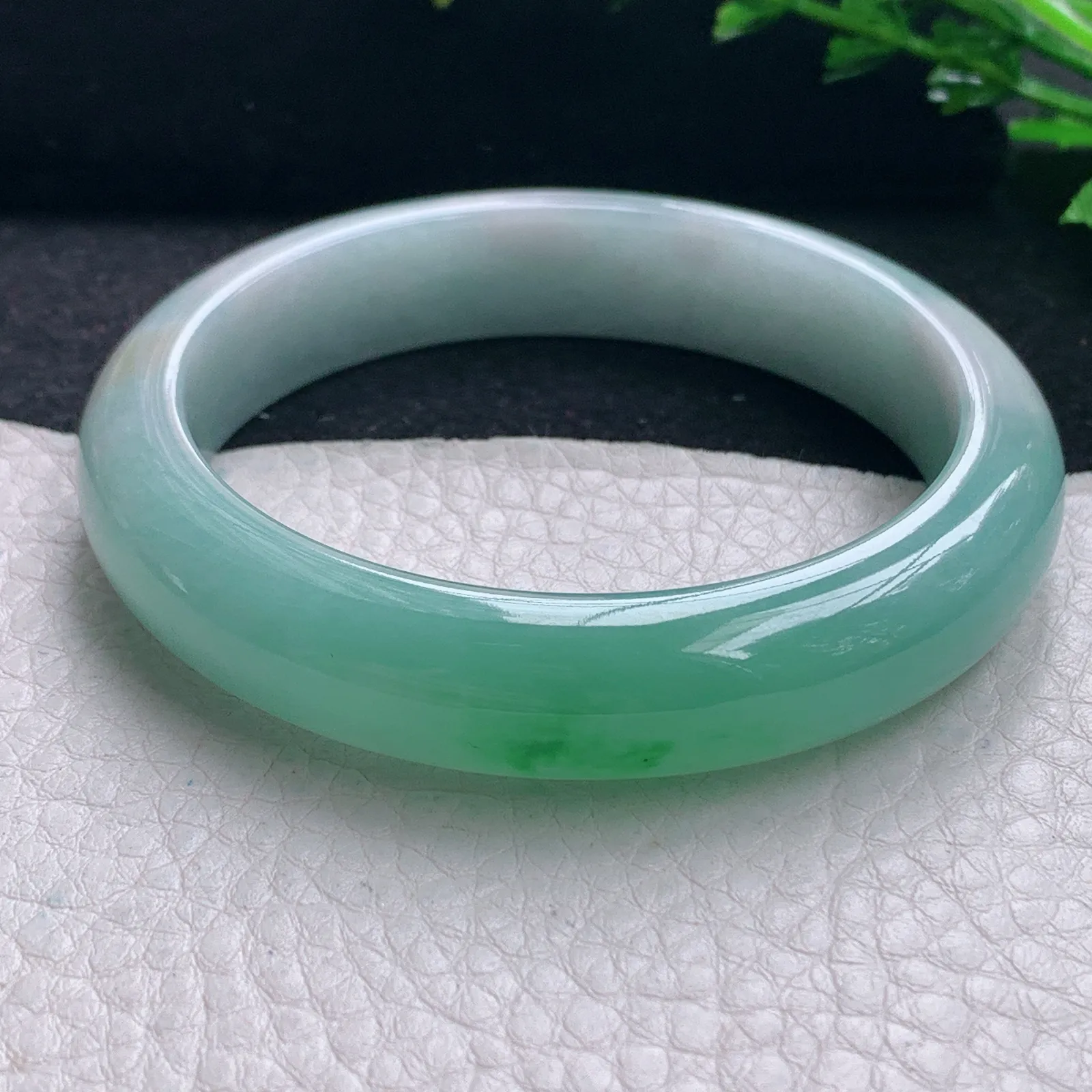 yh自然光55.5*12*7.8平安镯 缅甸翡翠a货手镯冰双彩宽边玉手环