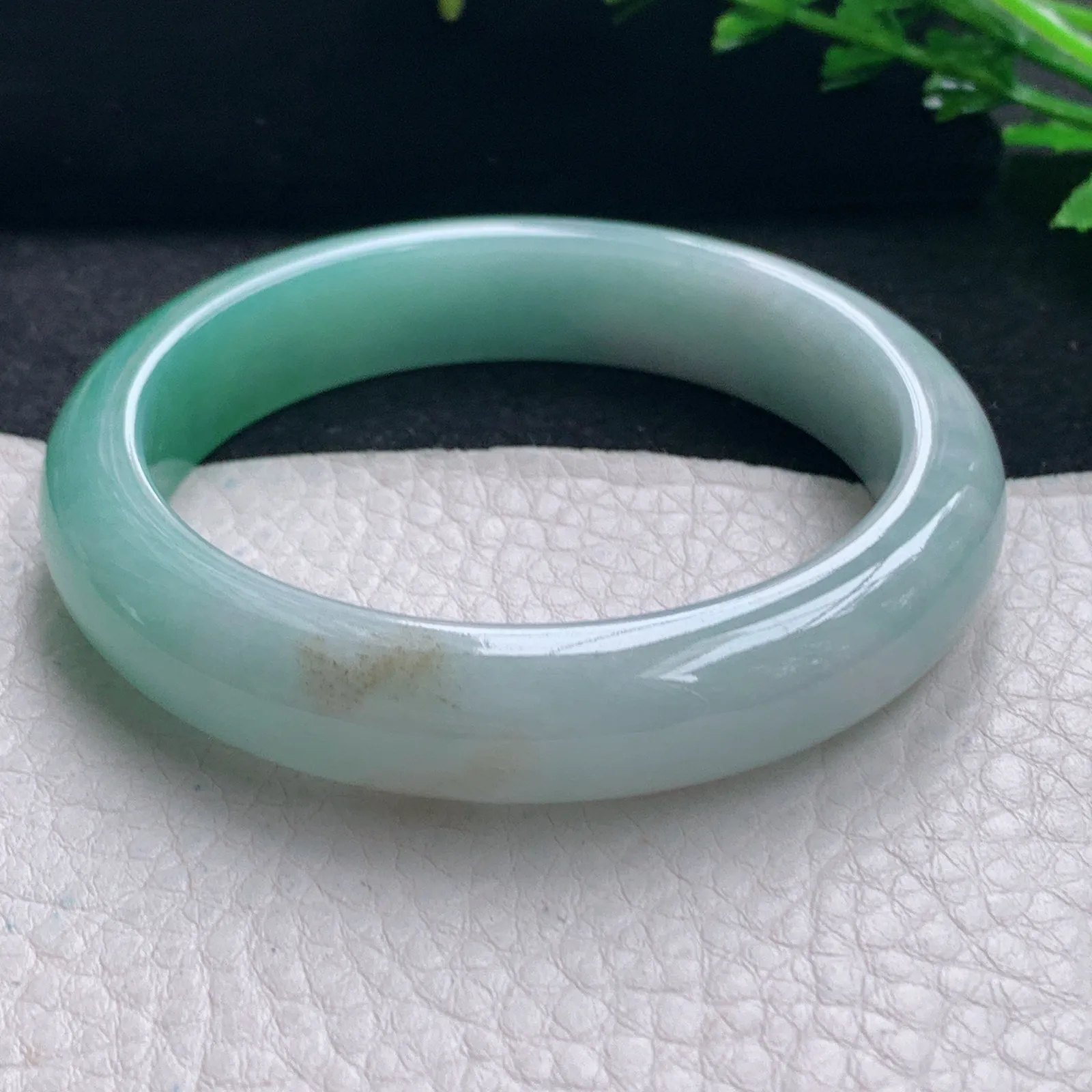 yh自然光55.5*12*7.8平安镯 缅甸翡翠a货手镯冰双彩宽边玉手环