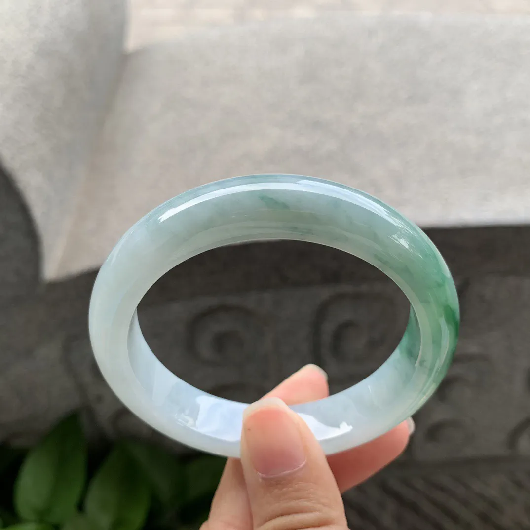 圈口 54-12.5-8.3【飘绿花正圈手镯】正圈54 55可戴