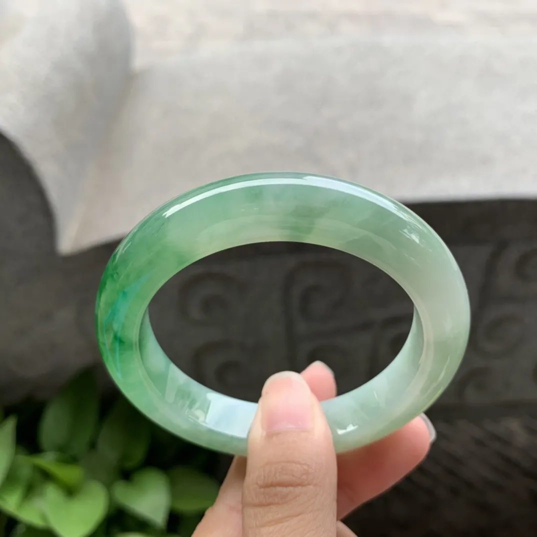 小圈口53.6-11.6-9.4 【芙蓉阳绿正圈手镯】正圈53 54可戴