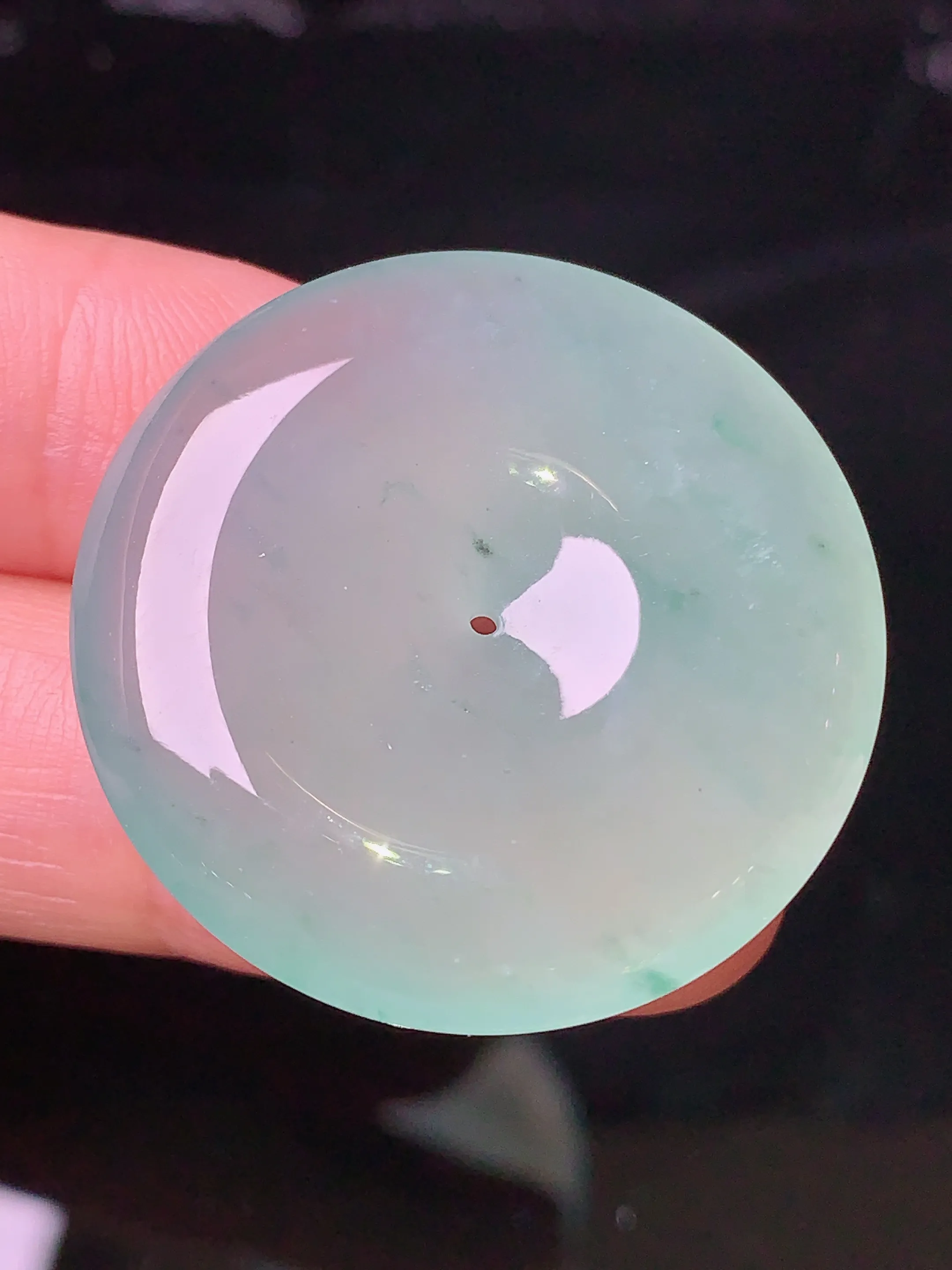 冰种平安扣吊坠 玉质细腻 色泽清新艳丽 整体尺寸30.3*6.5