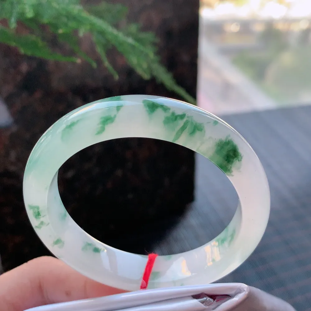 正圈冰玻飘花 有纹 尺寸:55.4/12.5/8.6  花美 种水好