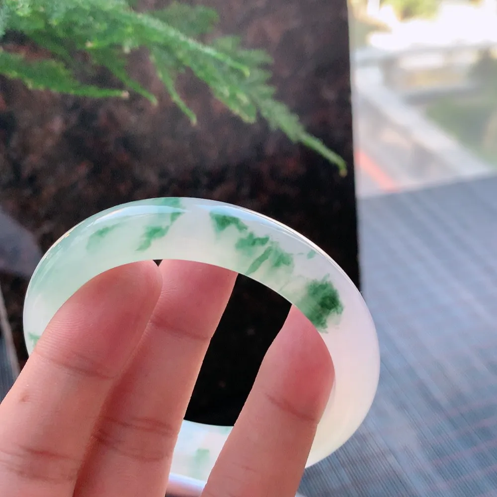 正圈冰玻飘花 有纹 尺寸:55.4/12.5/8.6  花美 种水好